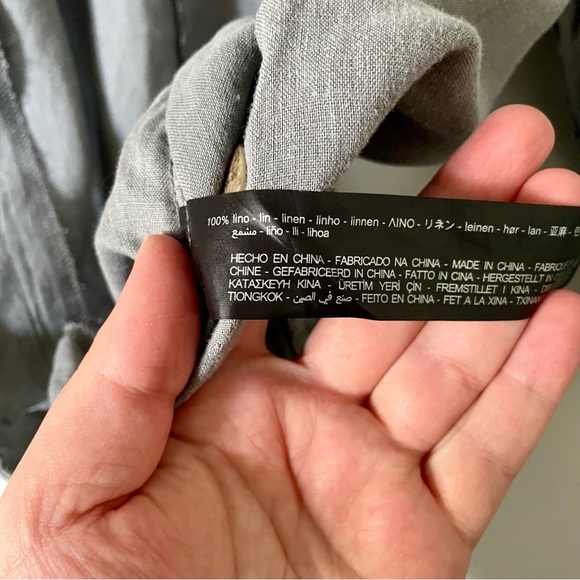 Zara Jumpsuit Women's Large Gray Linen Long Boilersuit Minimalist Lagenlook Grey - Picture 8 of 9